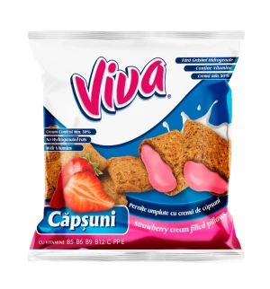 Viva snacks, epres ízű krémmel töltött gabonapárnácska - Scandic Royal Kft.